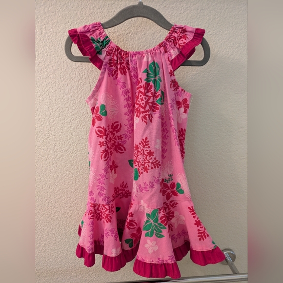 Pink Floral Hawaiian Ruffle Dress - Picture 2 of 2